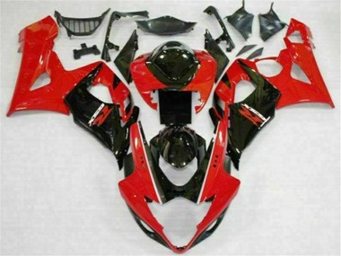 Rojo Negro Kits Completo Carenado Moto ABS Suzuki GSXR 1000 K5 05-06