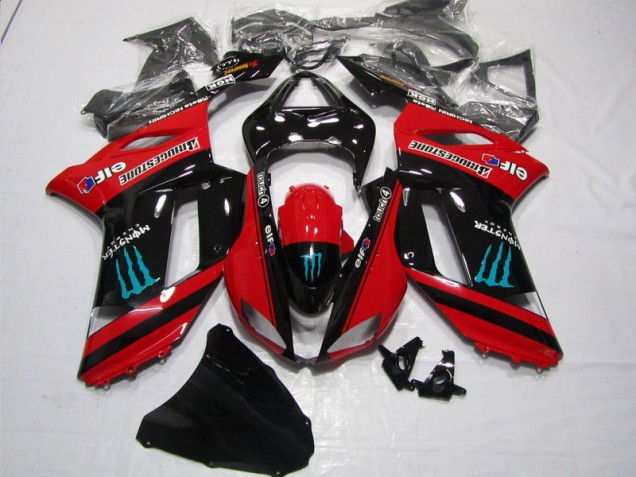 Rojo Negro Monster Carenado Moto Kawasaki ZX6R 07-08 Rojo Negro Monster Carenado Moto Kawasaki ZX6R 07-08