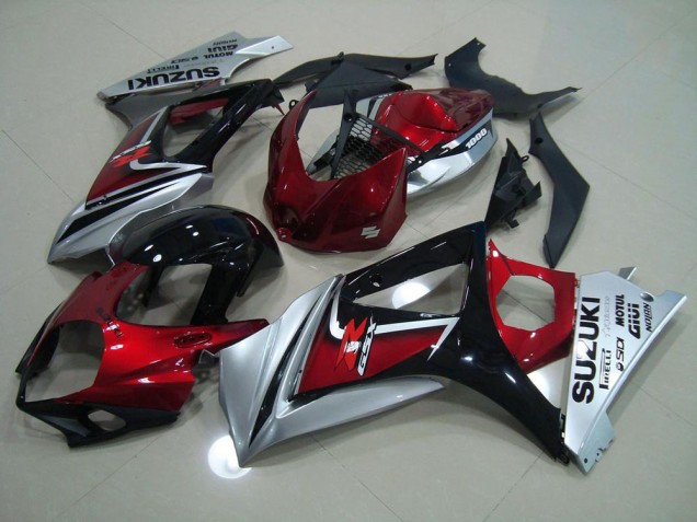 Rojo Negro Plata Kits Completo Carenado Moto Suzuki GSXR 1000 K7 07-08 Rojo Negro Plata Kits Completo Carenado Moto Suzuki GSXR 1000 K7 07-08