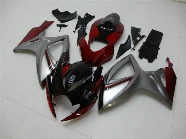 Rojo Plata Carenado Moto Suzuki GSXR 600 / 750 K6 06-07 Rojo Plata Carenado Moto Suzuki GSXR 600 / 750 K6 06-07