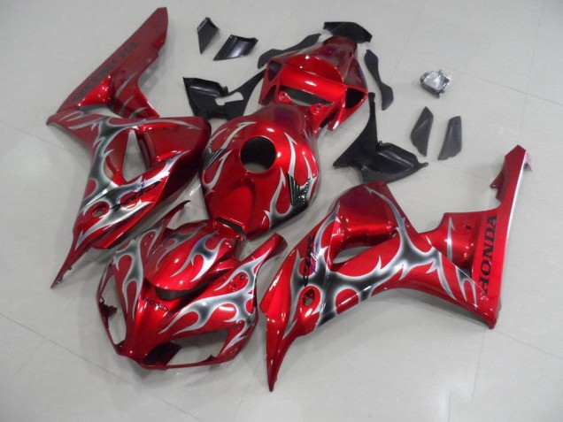 Rojo con Negro Gris Llama Carenado Moto Honda CBR 1000 RR 06-07