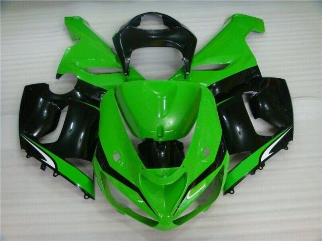 Verde Blanco Negro Carenado Moto Kawasaki ZX6R 05-06 Verde Blanco Negro Carenado Moto Kawasaki ZX6R 05-06