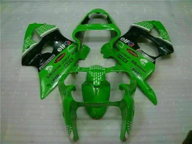 Verde Negro ABS Carenado Motocicleta Kawasaki ZX6R 00-02