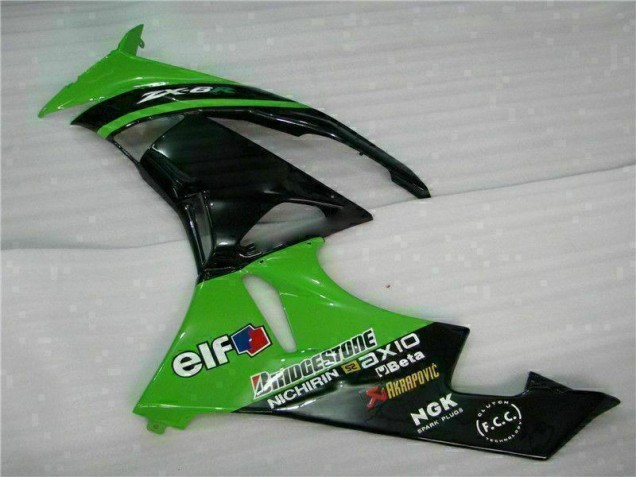 Verde Negro ABS Moto Plástico Kawasaki ZX6R 09-12 Verde Negro ABS Moto Plástico Kawasaki ZX6R 09-12